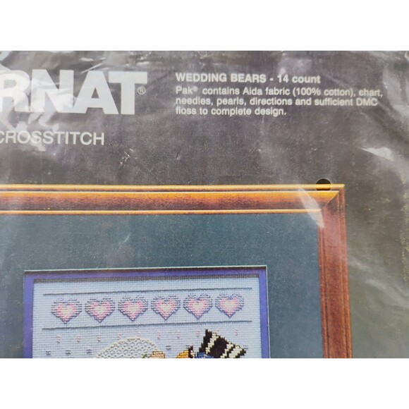 5/$25 BERNAT WEDDING BEARS COUNTED CROSS STITCH DMC FLOSS VINTAGE 1986 KIT - Picture 2 of 4
